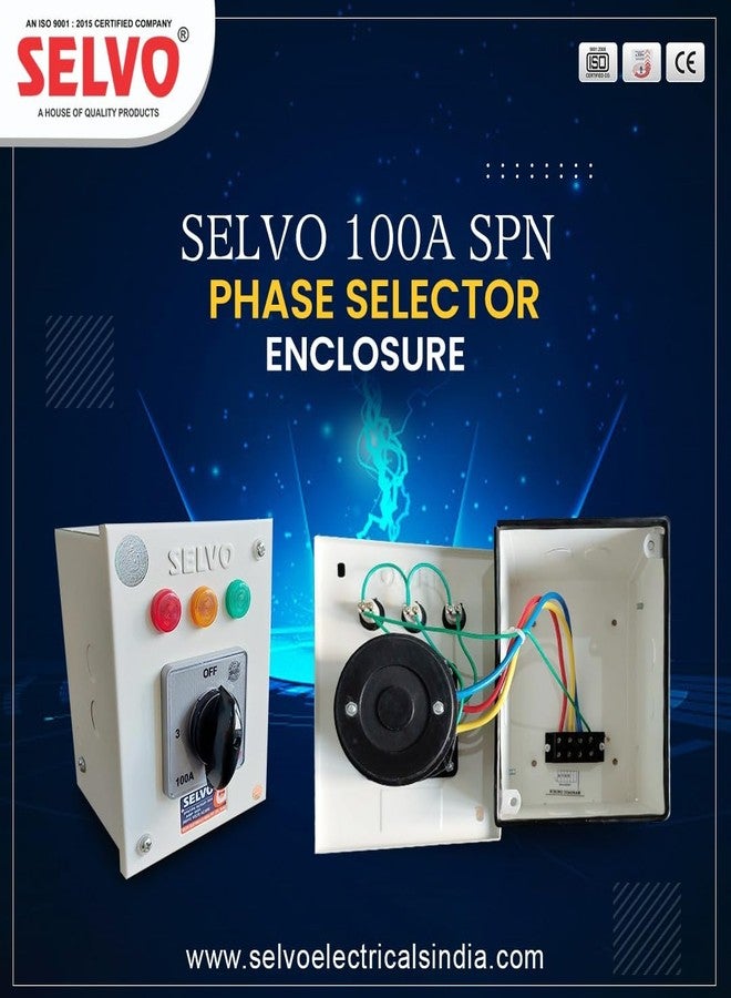 SELVO 100A Single Pole Neutral (SPN) Phase Selector Enclosure (with 1 pole 3 ways Duly wired Cam Operated Rotary Switch Fitted) - Image 5