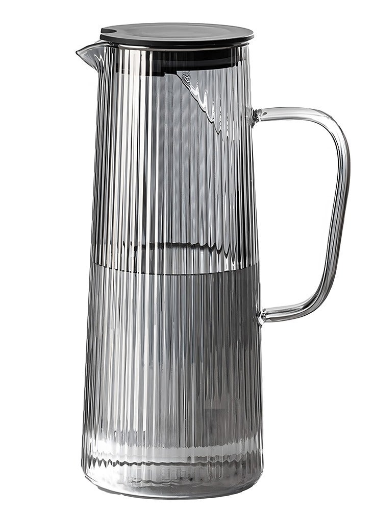 Household Vertical Striped Cold Water Kettle Heat-resistant Explosion-proof Glass Large-capacity Cool Water Kettle Thickened Juice Tea Zapot - Image 1