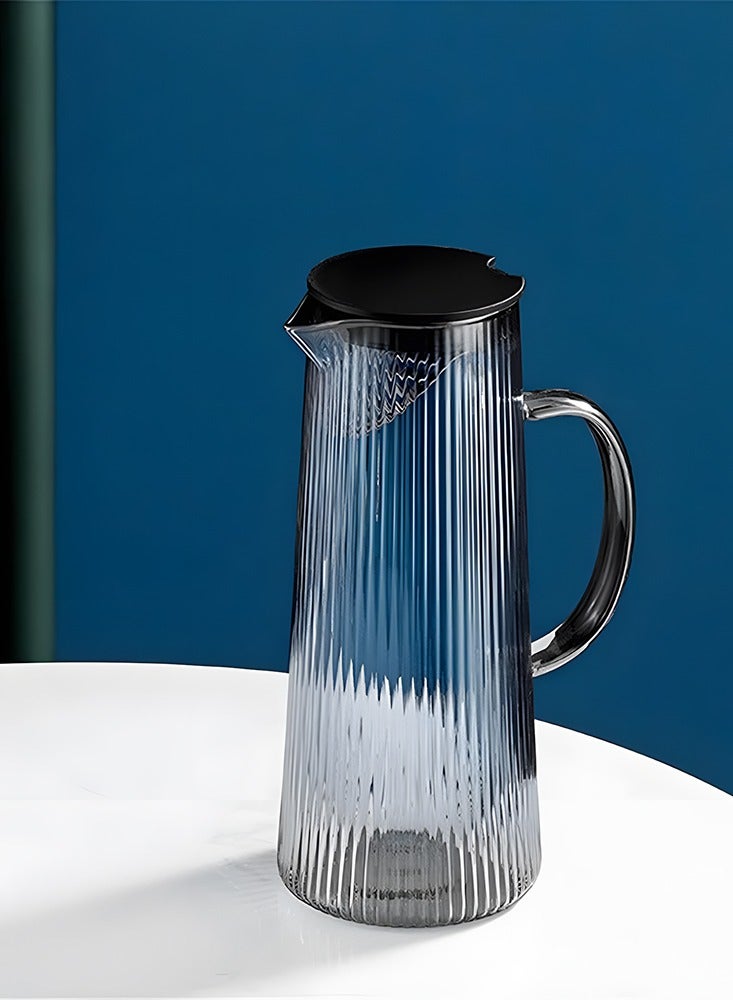 Household Vertical Striped Cold Water Kettle Heat-resistant Explosion-proof Glass Large-capacity Cool Water Kettle Thickened Juice Tea Zapot - Image 2