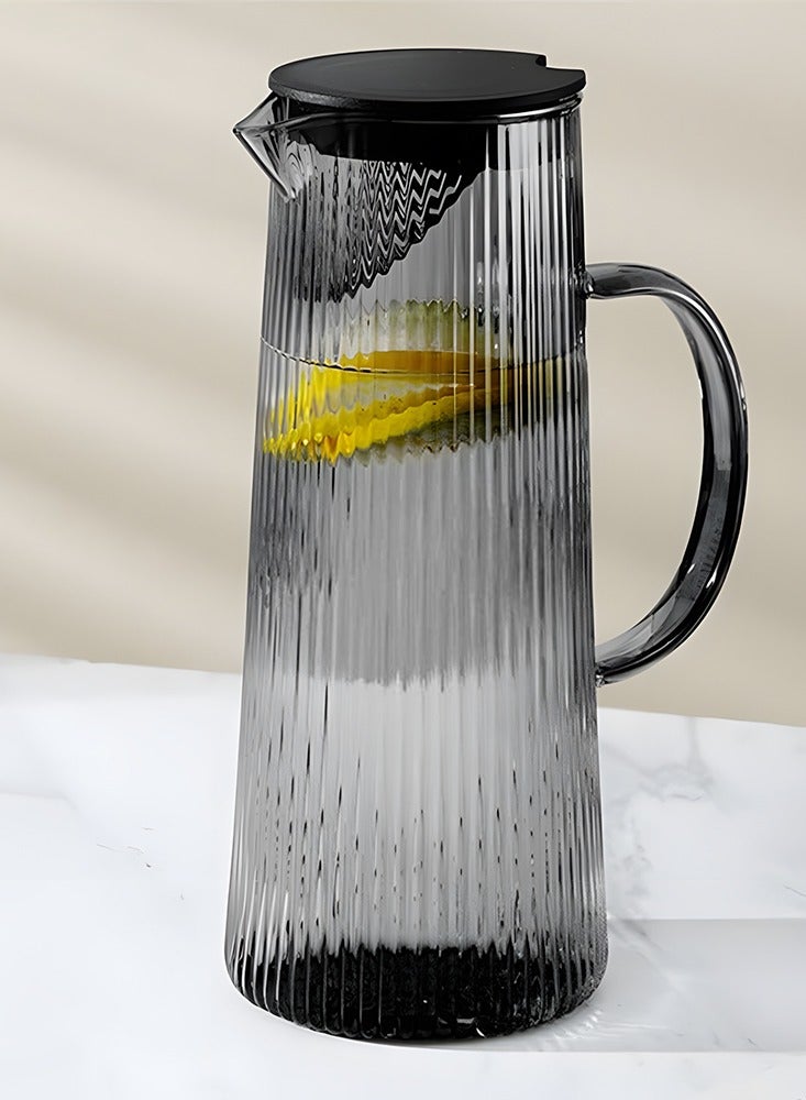 Household Vertical Striped Cold Water Kettle Heat-resistant Explosion-proof Glass Large-capacity Cool Water Kettle Thickened Juice Tea Zapot - Image 5