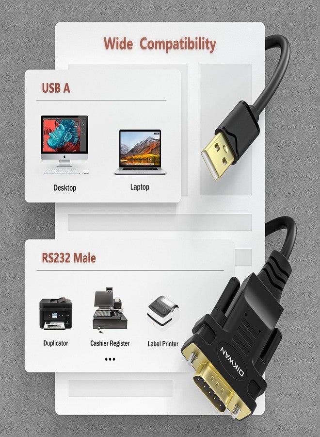 OIKWAN كابل OIKWAN USB إلى RS232 تسلسلي DB9 ذكر، عبوة 2 - Image 5