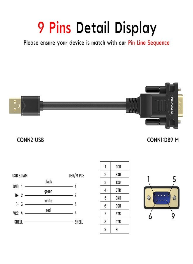 OIKWAN كابل OIKWAN USB إلى RS232 تسلسلي DB9 ذكر، عبوة 2 - Image 4