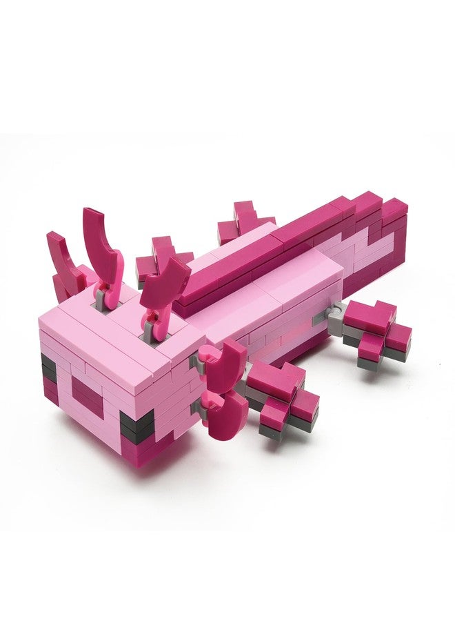 TNDCKP Pink Axolotl Building Block Set, Compatible with Lego 630 Accessory, Pixel Style Axolotl Animal Building Set, Best Gift for Kids, 4+, 164Pcs - Image 1