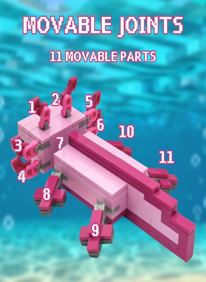 TNDCKP Pink Axolotl Building Block Set, Compatible with Lego 630 Accessory, Pixel Style Axolotl Animal Building Set, Best Gift for Kids, 4+, 164Pcs - Image 3