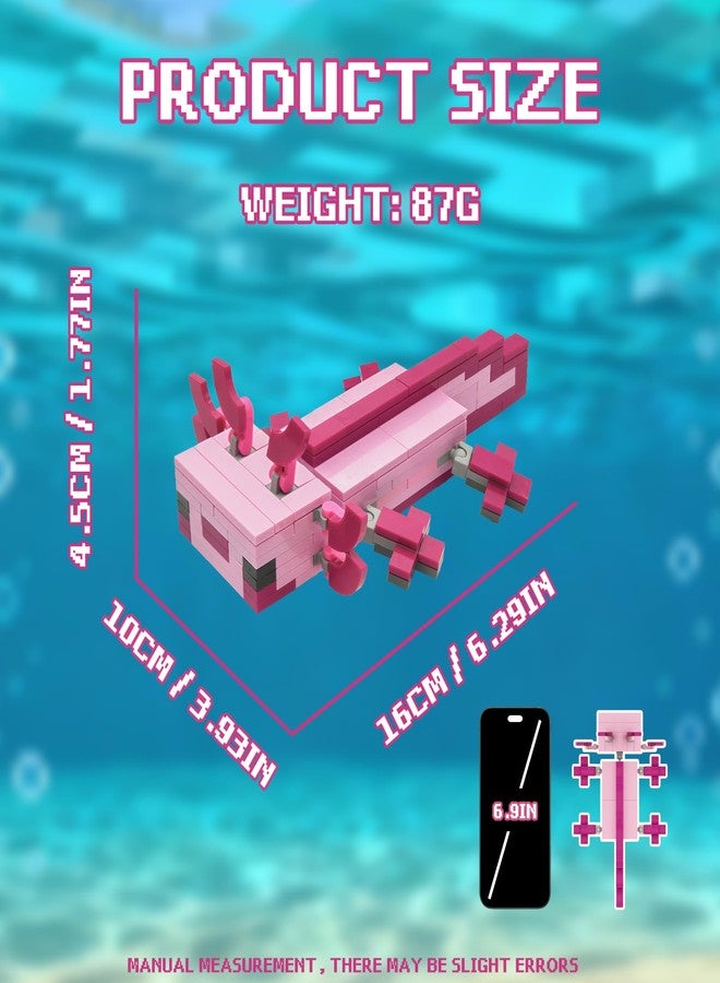 TNDCKP Pink Axolotl Building Block Set, Compatible with Lego 630 Accessory, Pixel Style Axolotl Animal Building Set, Best Gift for Kids, 4+, 164Pcs - Image 4
