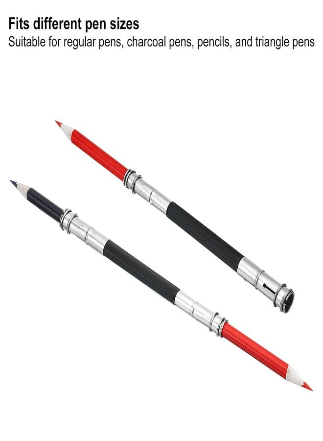 باتيكيل موسعات أقلام الرصاص من باتيكيل، عبوة من 6 قطع، حامل أقلام رصاص معدني مزدوج الرأس قابل للتعديل للفنانين للرسم والتظليل، أسود - Image 4