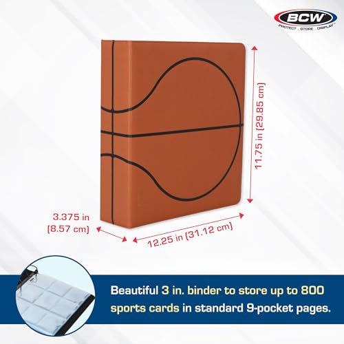 BCW 3-inch Sports Collectors Album - Basketball | Storage for Over 800 Cards | Ideal for Organizing Baseball, Football, Basketball Trading Cards | Aesthetic Display for Sports Memorabilia Enthusiasts - Image 3