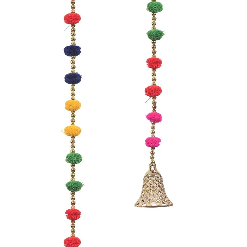 CREYENTES DSCYENTES Pom Pom Door Side Hangings for Decoration Ganesh Chaturti Decoration Wall Hanging for Main EntranceTemple Pooja Room Stylish Handmade Diwali Hanging 4 Feet 8 Pcs - Image 5