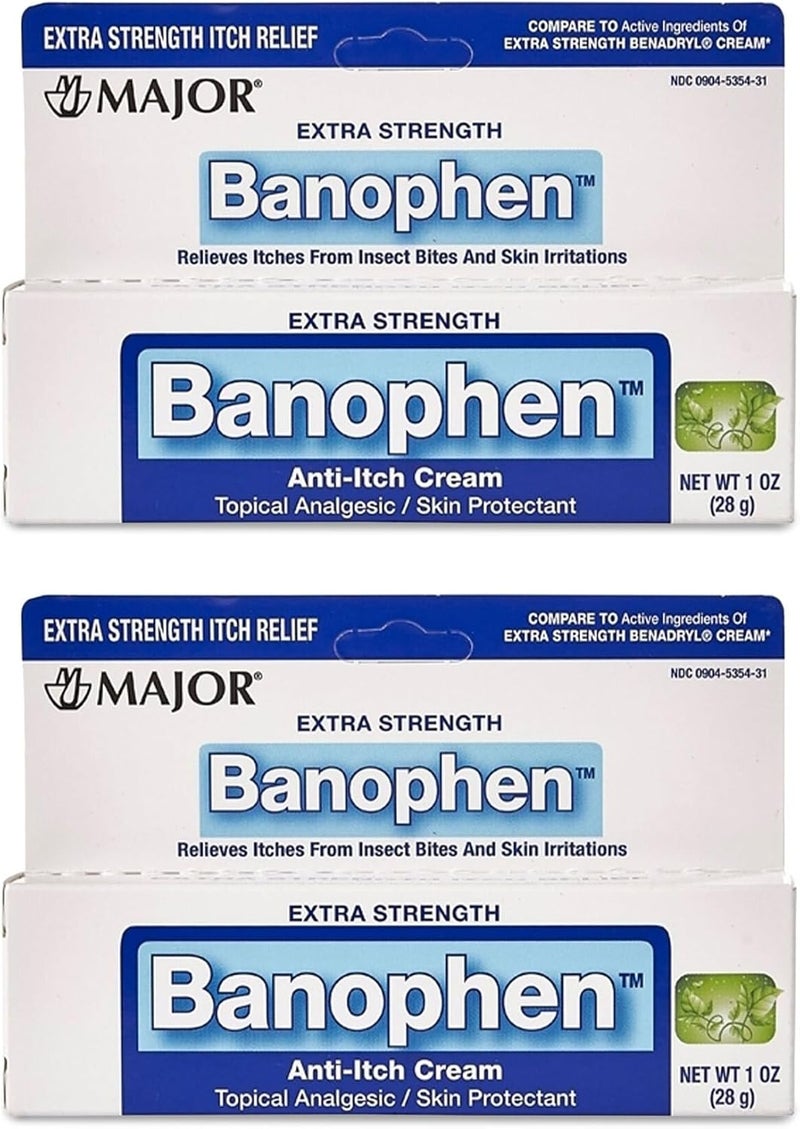 MAJOR Extra Strength Banophen - Anti-Itch Cream - Topical Analgesic Skin Protectant - Helps Relieve Itches from Insect Bites and Skin Irritations - 1 Oz. (2 Pack) - Image 1