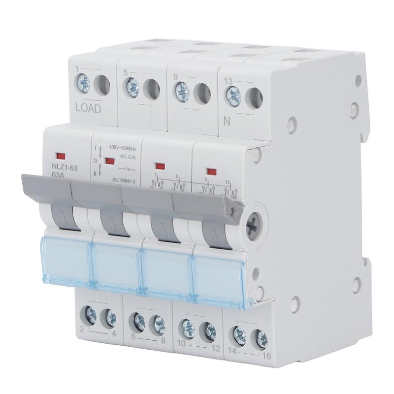 Dual Power Manual Transfer Switch 400VAC 63A DIN Rail Mount Single Side Interlock - Image 2