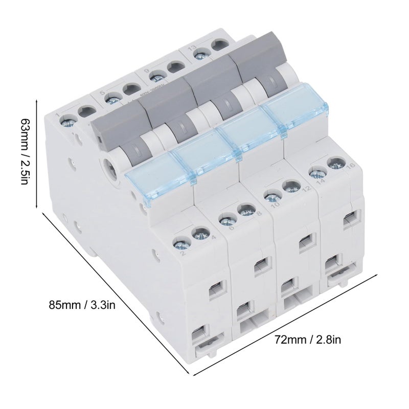 Dual Power Manual Transfer Switch 400VAC 63A DIN Rail Mount Single Side Interlock - Image 5