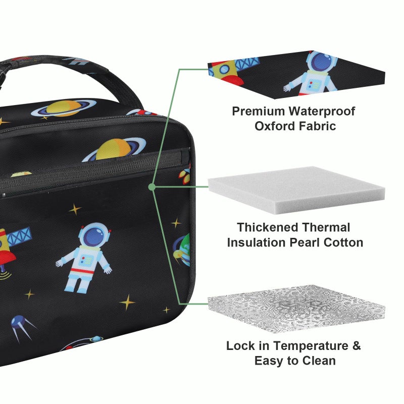Femuar Kids Lunch Box for Boys Girls Lunch Bag Insulated Durable Lunchbox Children Lunch Tote Bag for School Astronaut - Image 5