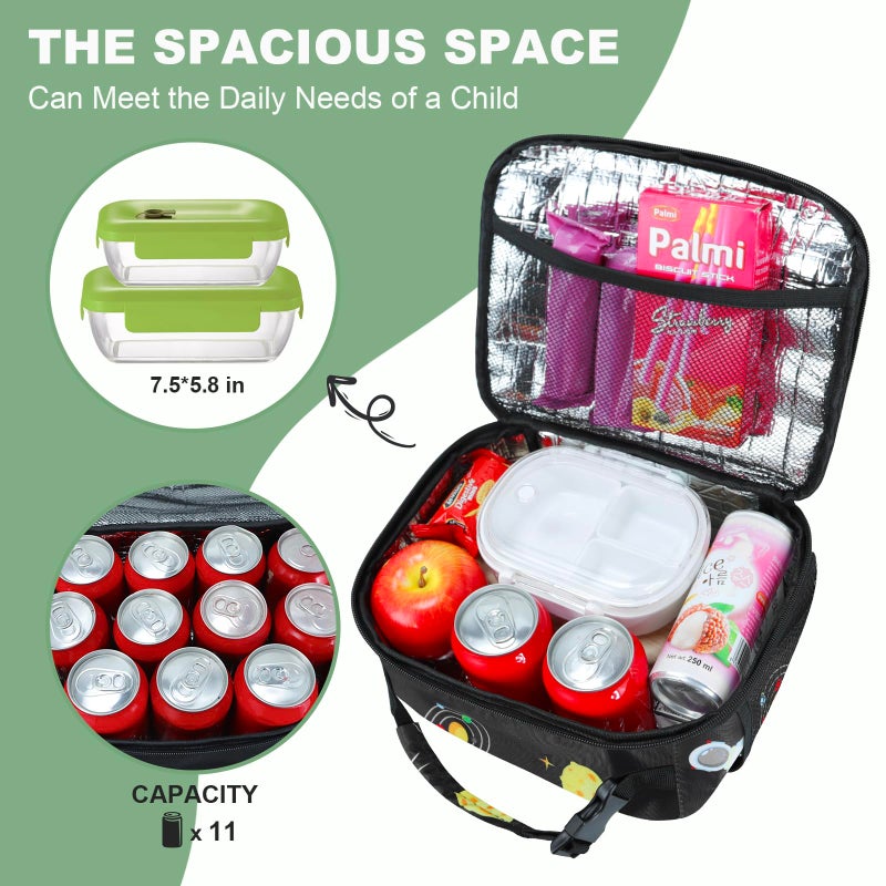Femuar Kids Lunch Box for Boys Girls Lunch Bag Insulated Durable Lunchbox Children Lunch Tote Bag for School Astronaut - Image 3