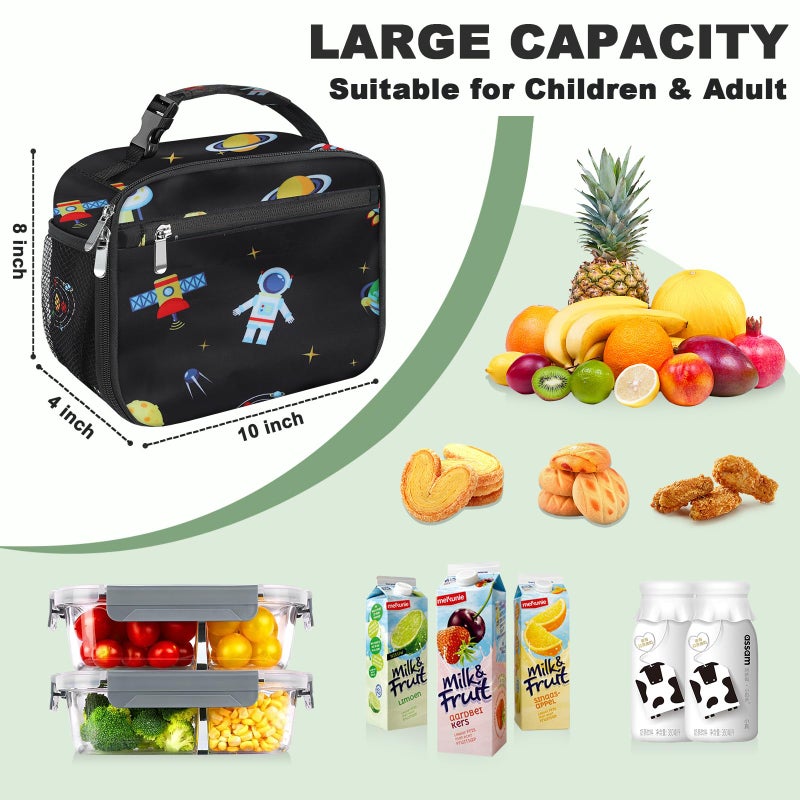 Femuar Kids Lunch Box for Boys Girls Lunch Bag Insulated Durable Lunchbox Children Lunch Tote Bag for School Astronaut - Image 2