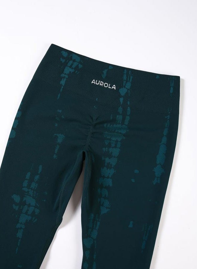 AUROLA Serpent Snake Seamless Scrunch Workout Leggings for Women,Girls Squat Proof Ribbed Thick Active Gym Pants,Ponderosa Green,XL - Image 3
