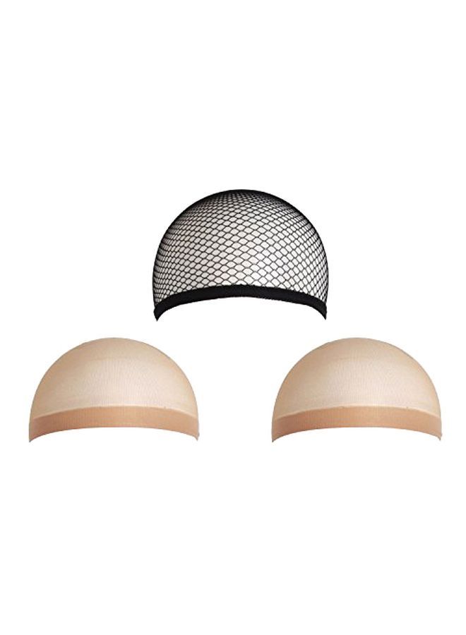 إسكدنيا طقم قبعة للشعر المستعار مكون من 3 قطع أسود / بيج One Size - Image 1