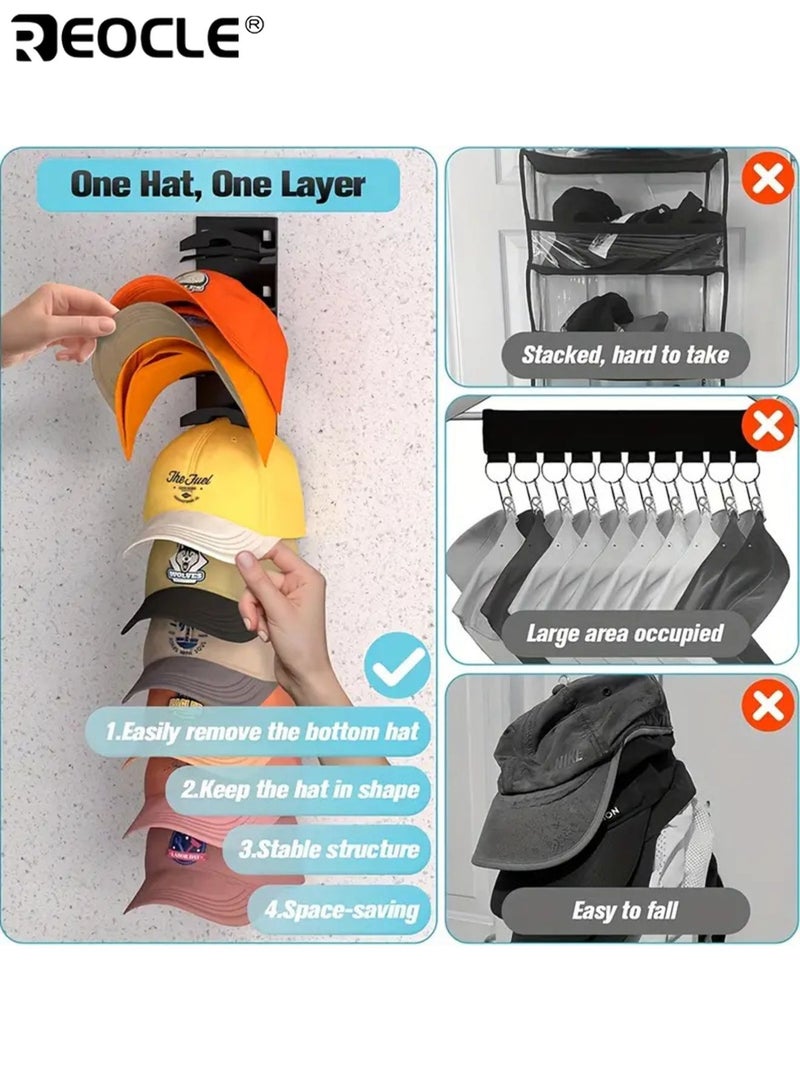 ريوكل رف قبعات بيسبول جداري يتسع لـ 10 قبعات منظم قبعات موفر للمساحة للممر والخزانة مصنوع من البلاستيك المتين للتخزين والعرض - Image 2