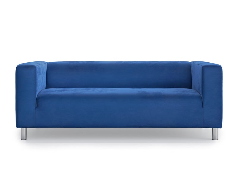 MASTERS OF COVERS Snug Fit Classic Velvet Klippan Loveseat Slipcover for The IKEA 2 Seater Klippan Loveseat Sofa Cover Replacement Blue Velvet