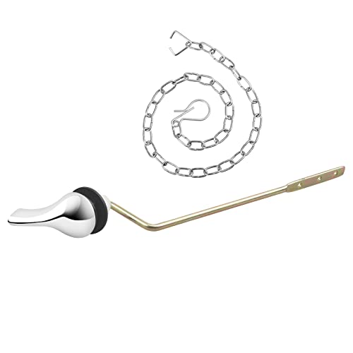 Opzour Toilet Handle Replacement Kit, Universal Toilet Lever with Stainless Steel Flapper Chain, Chrome Finish Flush Lever - Image 1