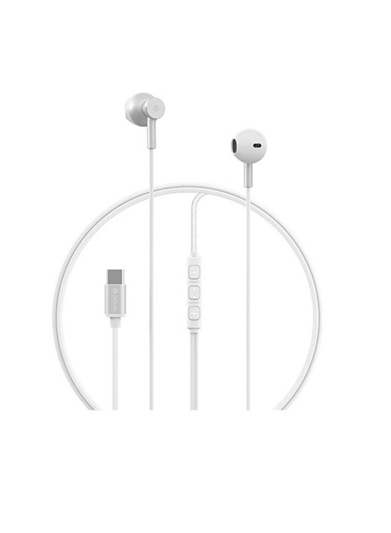 Devia HP68S Smart Series M1 Wired Earphone (Type-C Digital) - White - Image 1