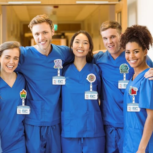 ZCPTZ 24 Pcs Funny Nurse Badge Reels - Acrylic Retractable Name ID Badge Holder Clip for Nurses, Doctors, Medical Staff Cute Nursing Accessories Gifts - Image 5