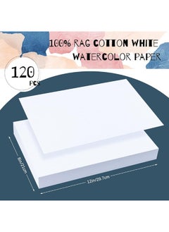 Fyess Fyess 120Pcs 100% Rag Cotton White Watercolor Paper Cold Press Paper Bulk Watercolor Drawing Student Artist for Kids,8 x 12 inch  - Image 2