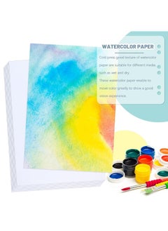 Fyess Fyess 120Pcs 100% Rag Cotton White Watercolor Paper Cold Press Paper Bulk Watercolor Drawing Student Artist for Kids,8 x 12 inch  - Image 1