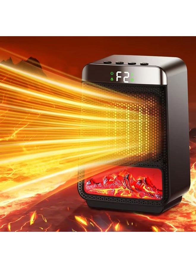 E03 Desktop PTC Heater Dynamic Flame Light Warmer US Plug