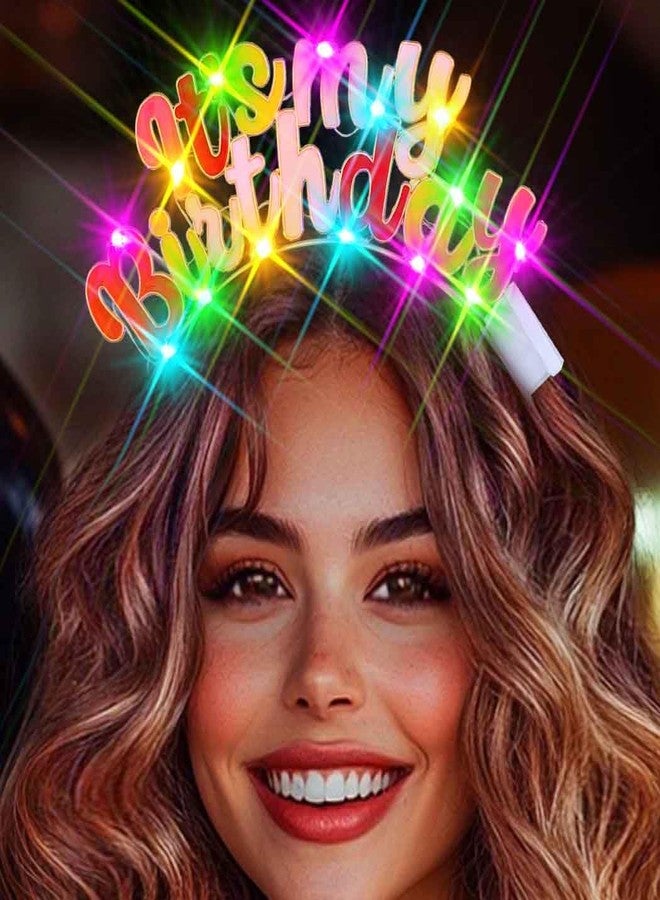 Zoestar Light Up Happy Birthday Headband Glow Birthday Theme Party Hair Accessories Women (Colorful, One Size) - Image 1