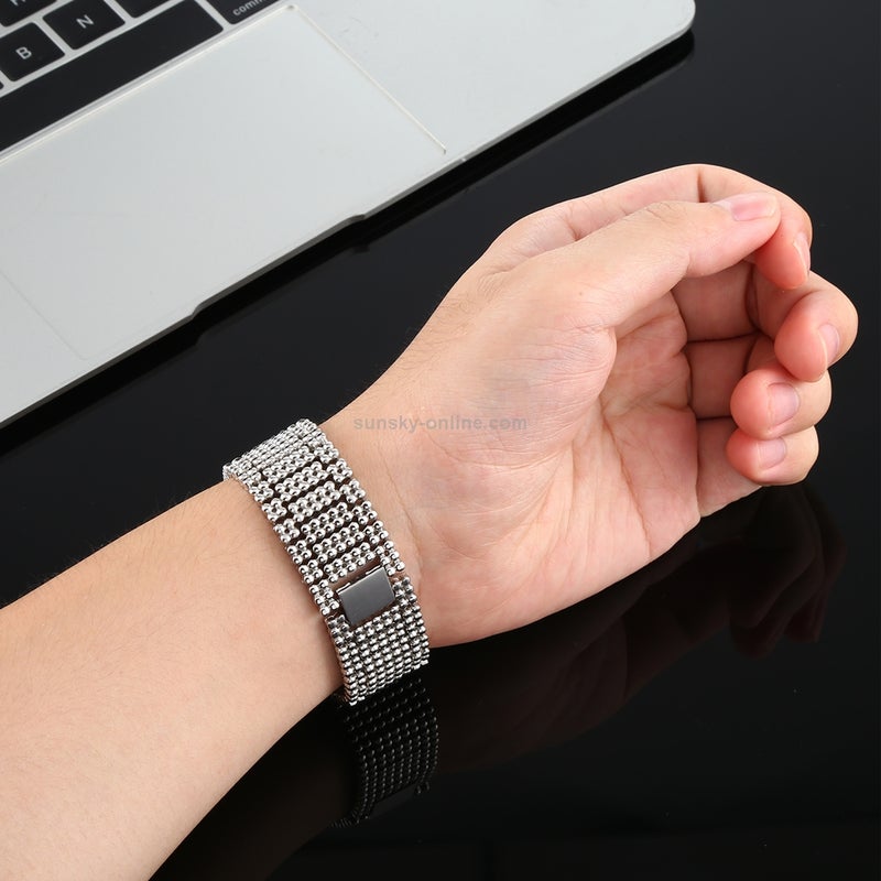 For Apple Watch Series 7 41mm / 6 & SE & 5 & 4 40mm / 3 & 2 & 1 38mm Nine Beads Stainless Steel Wrist Strap Watch Band (Silver)