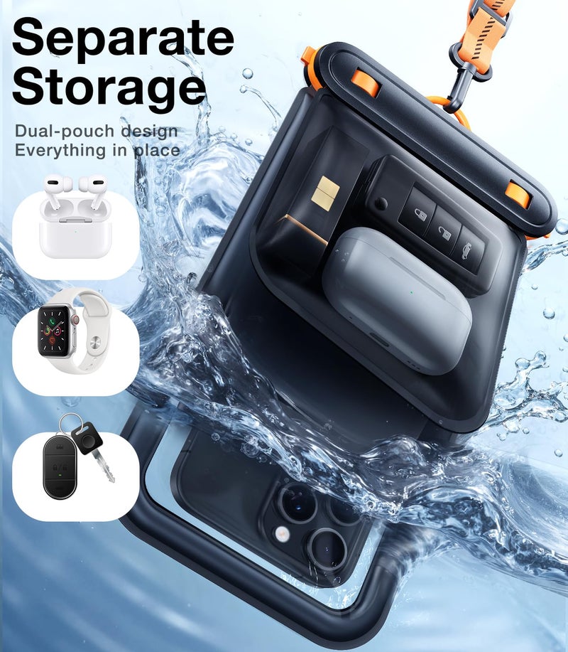 TORRAS IP68 Waterproof Phone Pouch Double Space, Floating Waterproof Phone Case with Lanyard for iPhone 17 Pro Max 16 15 14 S26 S25, Phone Dry Bag Vacation Cruise Ship Travel Essentials 7.0'', Black - Image 2