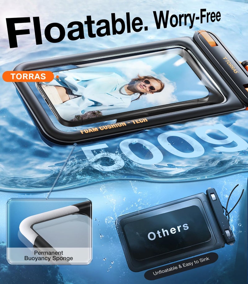 TORRAS IP68 Waterproof Phone Pouch Double Space, Floating Waterproof Phone Case with Lanyard for iPhone 17 Pro Max 16 15 14 S26 S25, Phone Dry Bag Vacation Cruise Ship Travel Essentials 7.0'', Black - Image 5