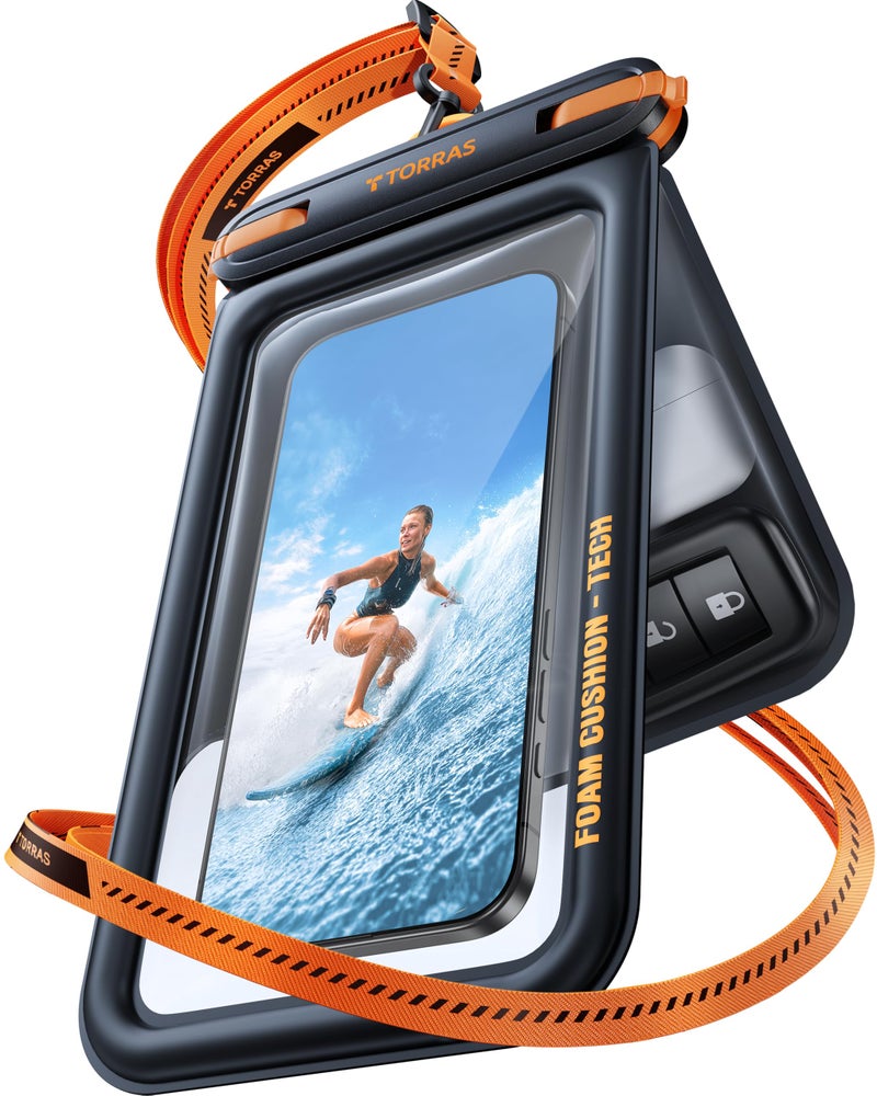 TORRAS IP68 Waterproof Phone Pouch Double Space, Floating Waterproof Phone Case with Lanyard for iPhone 17 Pro Max 16 15 14 S26 S25, Phone Dry Bag Vacation Cruise Ship Travel Essentials 7.0'', Black - Image 1
