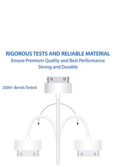 Ntech USB Data Sync Charging Cable For Apple iPad2 iPhone 4/4S/iPod Nano White  - Image 3