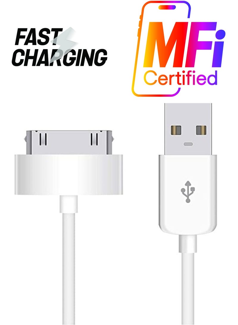 Ntech USB Data Sync Charging Cable For Apple iPad2 iPhone 4/4S/iPod Nano White - Image 1