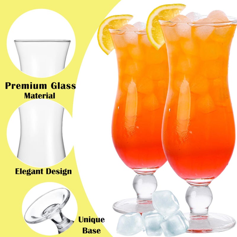 Cheardia 6 Pack Hurricane Glass  14 Oz Pina Colada Glasses Clear Tulip Drinking Cups For Juices  Cocktails  Full-Bodied Beer  Tropical Drinks  Water  Beverages - Image 3