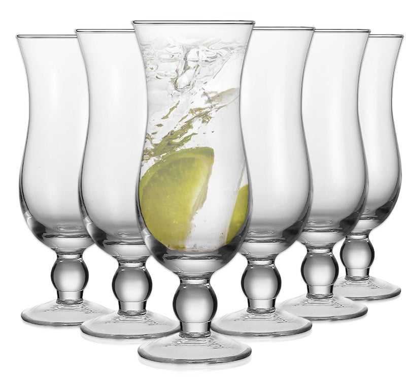 Cheardia 6 Pack Hurricane Glass  14 Oz Pina Colada Glasses Clear Tulip Drinking Cups For Juices  Cocktails  Full-Bodied Beer  Tropical Drinks  Water  Beverages - Image 1