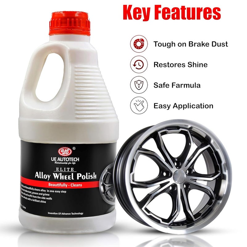 UE Elite Alloy Wheel Cleaner Renews Shine Sparkle Metals Removing Surface Rust Stains Oxidation Water Spots Corrosion Tarnish 1 Liter - Image 4