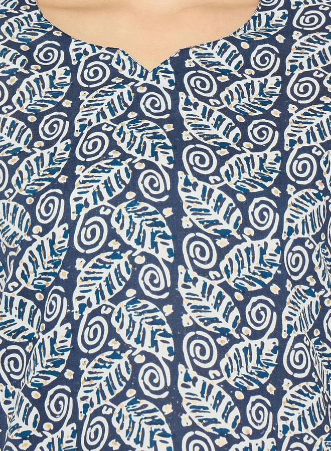 Clovia Clovia Leaf Print V-Neck Top and Pyjama Set