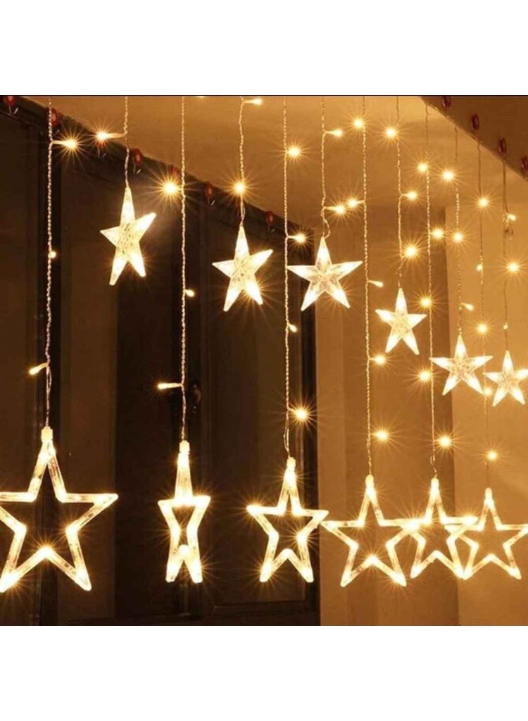 أضواء ستارة LED على شكل 12 نجمة (يشير إلى نمط النجوم الستة الكبيرة والستة الصغيرة). - Image 2