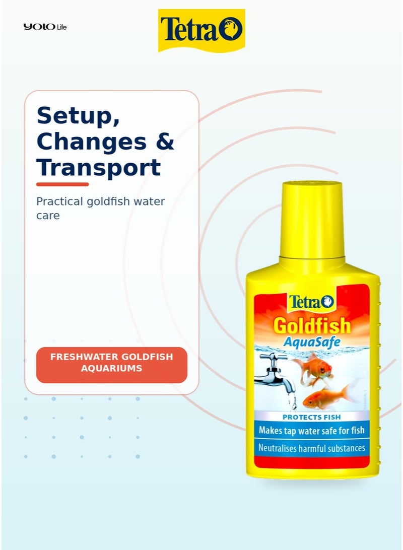 تترا Tetra Goldfish AquaSafe 100 مل مكيف مياه حوض السمك، يجعل مياه الصنبور آمنة للأسماك الذهبية خلال ثوانٍ، يحيّد الكلور والمعادن الثقيلة، حماية للزعانف، 5 مل لكل 10 لتر - Image 2