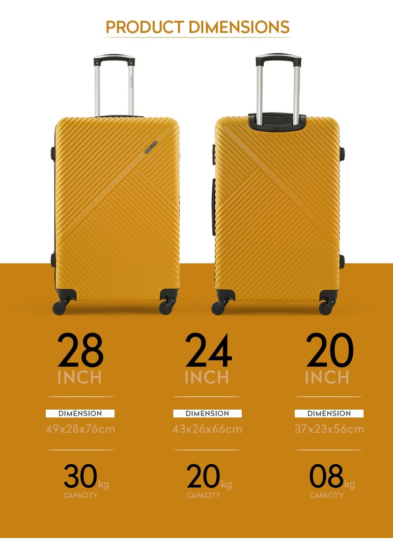 Aurora Set of 3 ABS Hard Case Luggage Trolley Bag with 4 Spinner Wheels & Lock – Yellow (Small, Medium & Large) - pzsku/ZB8ACF5DA5D0E54C0E11DZ/45/_/1733059826/5bd82e85-64e1-410d-bb66-0efd9c50ae3c