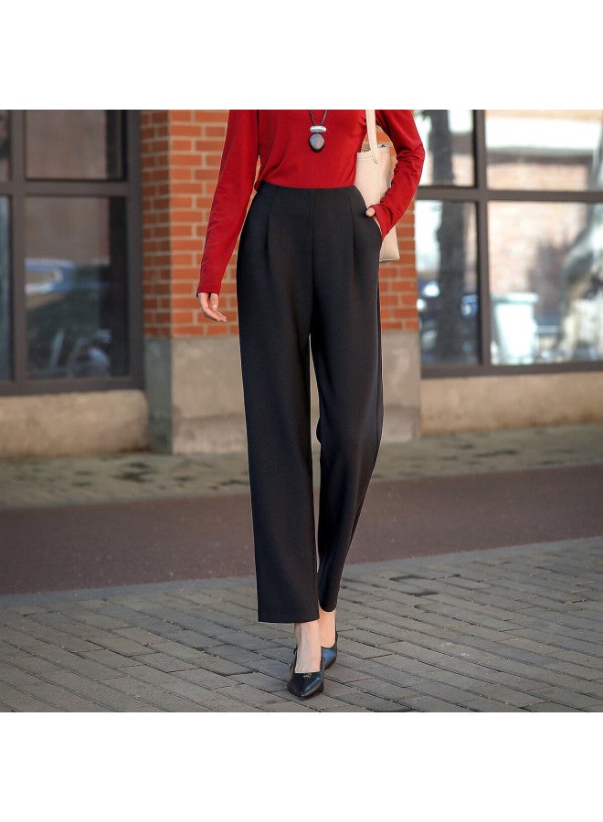 dme Demana [smart Commuting] Autumn Intellectual Simple Style Pleated Cropped ette Pants Wrinkled Sharp Women's Casual Trousers - Image 3