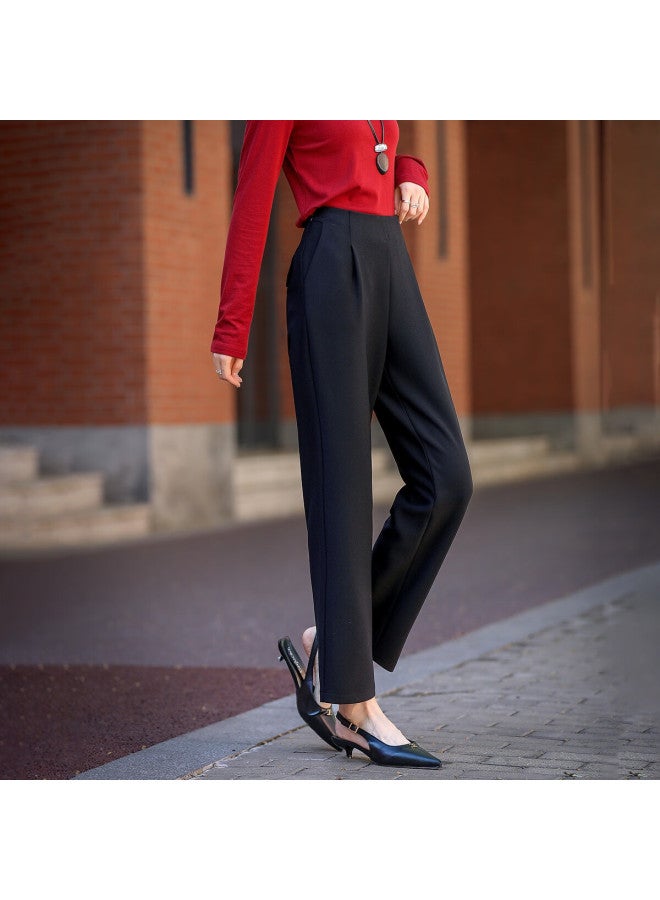 dme Demana [smart Commuting] Autumn Intellectual Simple Style Pleated Cropped ette Pants Wrinkled Sharp Women's Casual Trousers - Image 5