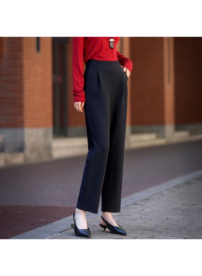 dme Demana [smart Commuting] Autumn Intellectual Simple Style Pleated Cropped ette Pants Wrinkled Sharp Women's Casual Trousers - Image 2