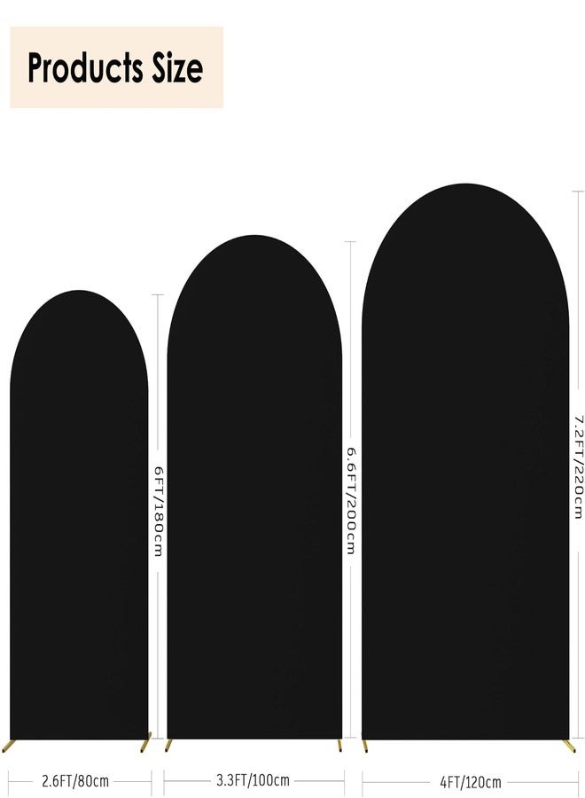 HAINARverS Set of 3 Wedding Arch Cover 6FT,6.6FT,7.2FT Spandex Fitted Stretchy Arch Stand Covers,2 Sided Round Top Chiara Backdrop Cover for Birthday Party Banquet Baby Shower Arch Decoration(Black) - Image 3