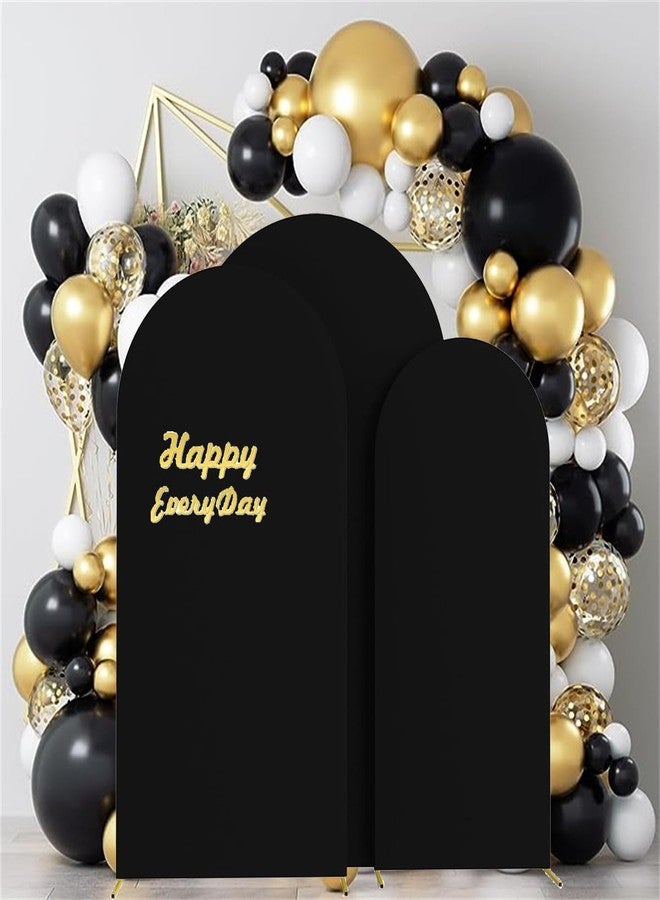 HAINARverS Set of 3 Wedding Arch Cover 6FT,6.6FT,7.2FT Spandex Fitted Stretchy Arch Stand Covers,2 Sided Round Top Chiara Backdrop Cover for Birthday Party Banquet Baby Shower Arch Decoration(Black) - Image 2