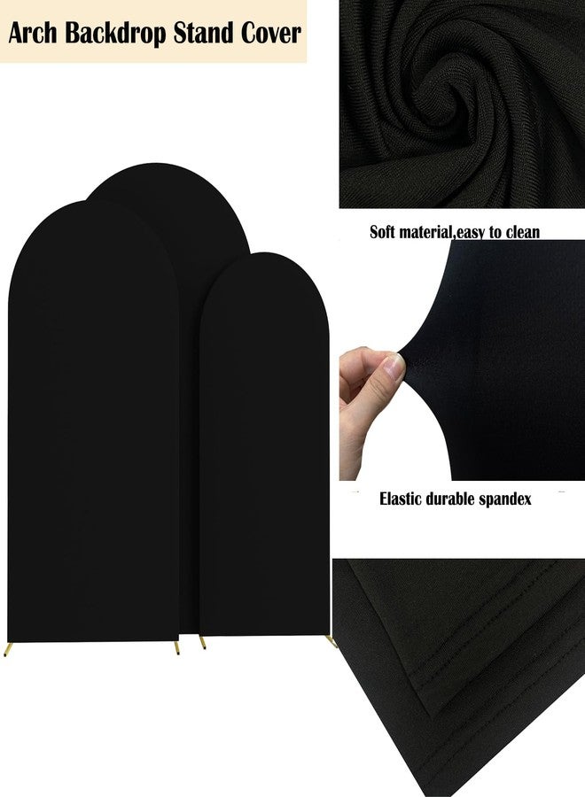 HAINARverS Set of 3 Wedding Arch Cover 6FT,6.6FT,7.2FT Spandex Fitted Stretchy Arch Stand Covers,2 Sided Round Top Chiara Backdrop Cover for Birthday Party Banquet Baby Shower Arch Decoration(Black) - Image 4