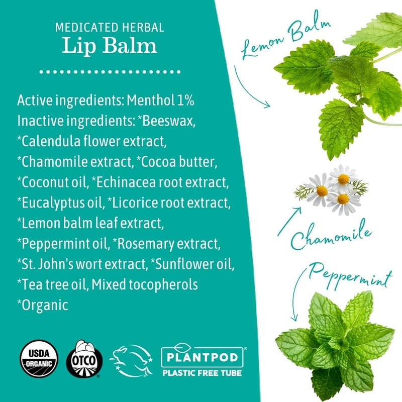 Earth Mama Medicated Herbal Lip Balm | Organic Lip Balm with Menthol for Fever Blister & Cold Sore | Refreshing Menthol Mint Lip Care, 0.15 oz - Image 5