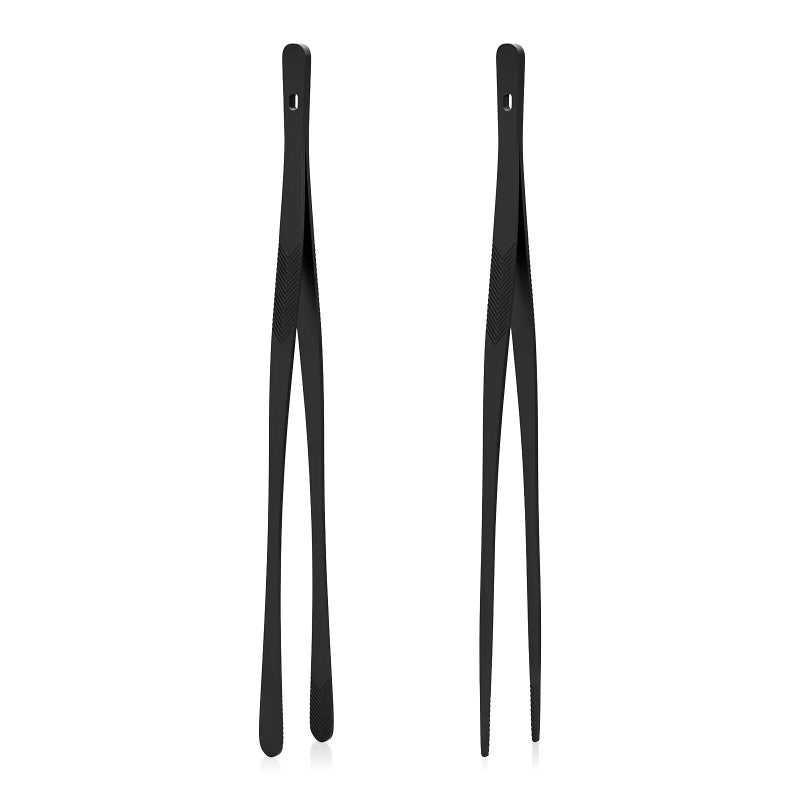 Tifanso Kitchen Tongs for Cooking - 2PCS 12" Stainless Steel Cooking Tongs Tweezers, Metal Fine Kitchen Utensils with Precision Serrated Tips, Professional Chef Tweezers for Serving, BBQ, Pasta, Salad - Image 1
